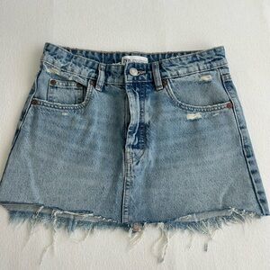 Zara Light Blue Distressed Mini Skirt